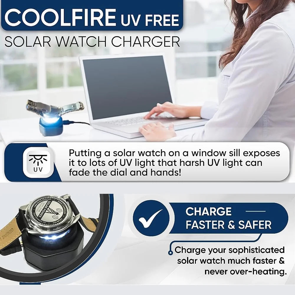 Coolfire Solar Watch Fast Charger for All Eco Solar Watches Reloj Hombre Solar Pad Power Smart Watch Portable Battery Charger Automatic - Model 1046