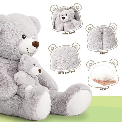 39 " Giant Teddy Bear Mommy and Baby Soft Plush Bear Stuffed Animal