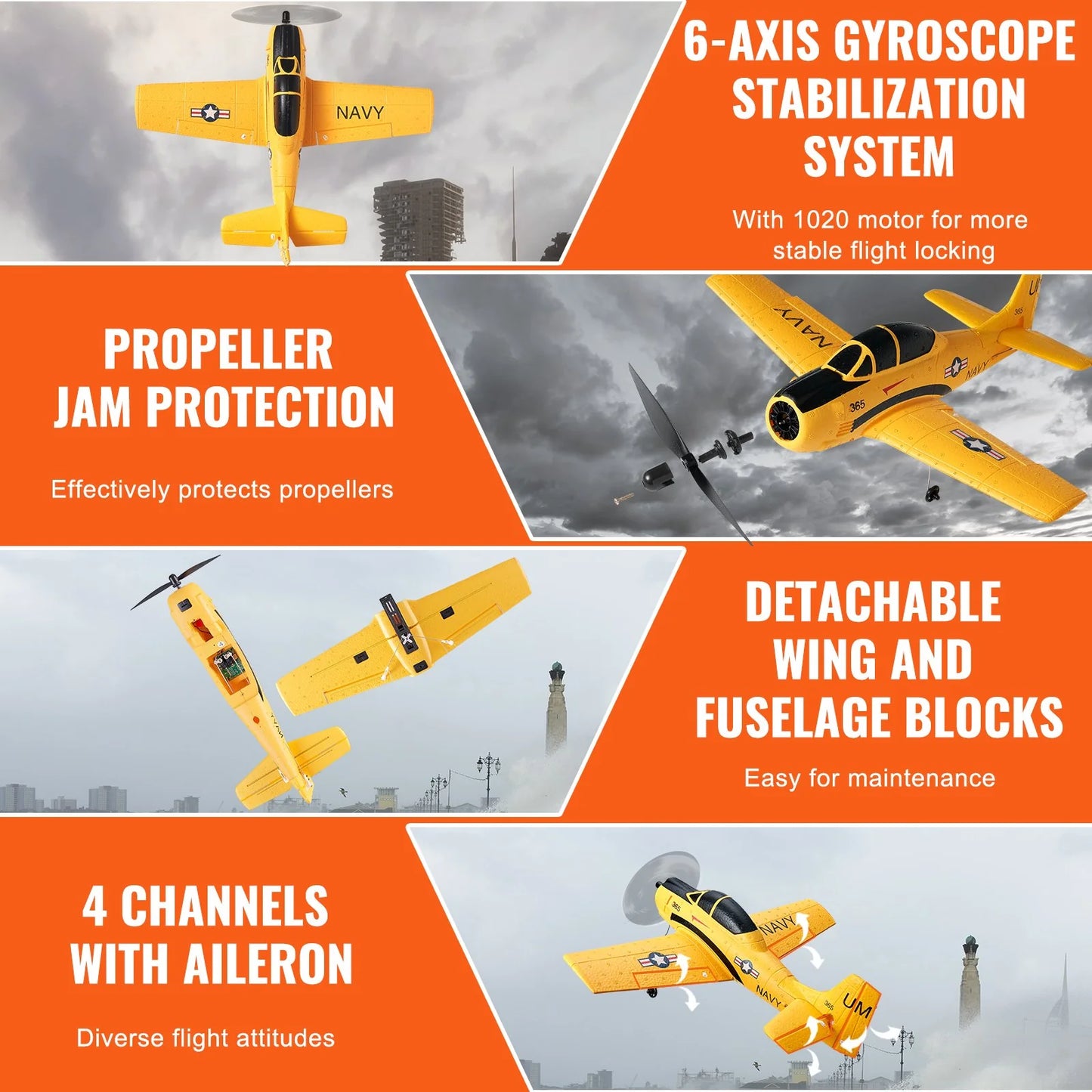 VEVOR RC Airplane Trainer Aircraft EPP Foam RC Plane Toy 2.4 Ghz Remote Control