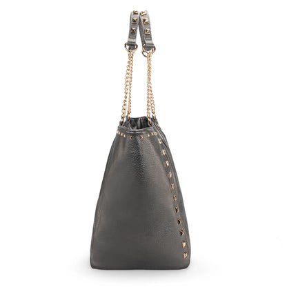 Large Hobo Bags for Women Top-Handle Tote Bag with Chain Handle and Rivets Decoration