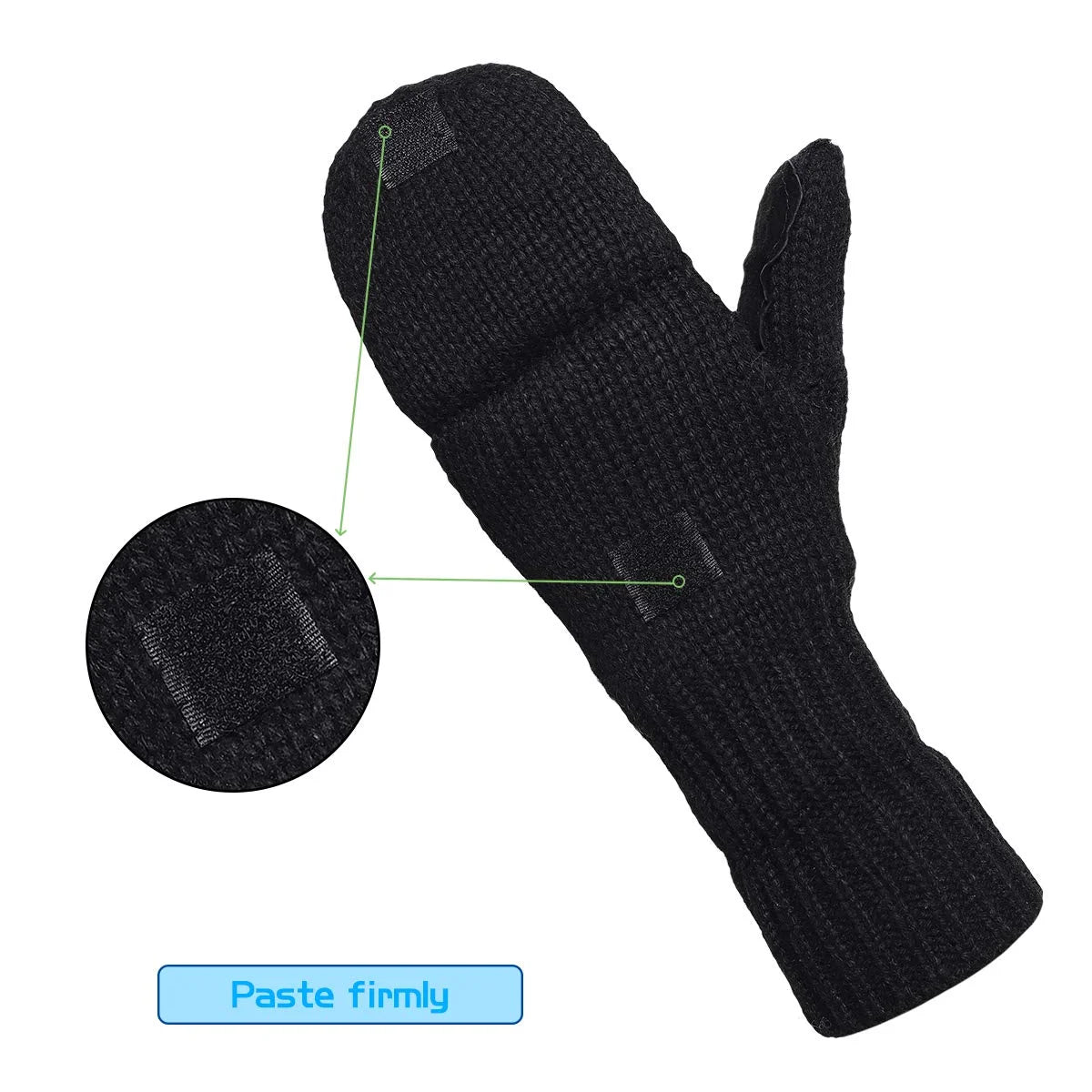 Mittens Winter Fingerless Gloves Warm Wool Knitted Gloves Convertible Gloves for Men and Women