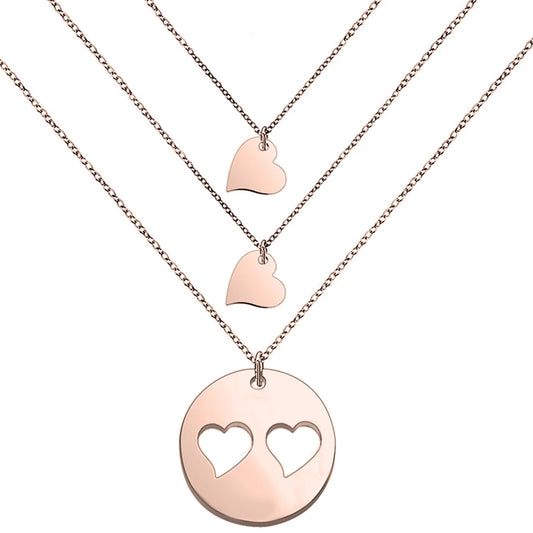 Mother and Daughters Necklace Set Gifts for Women Girls (Rose Gold Mom and 2 Daughters)