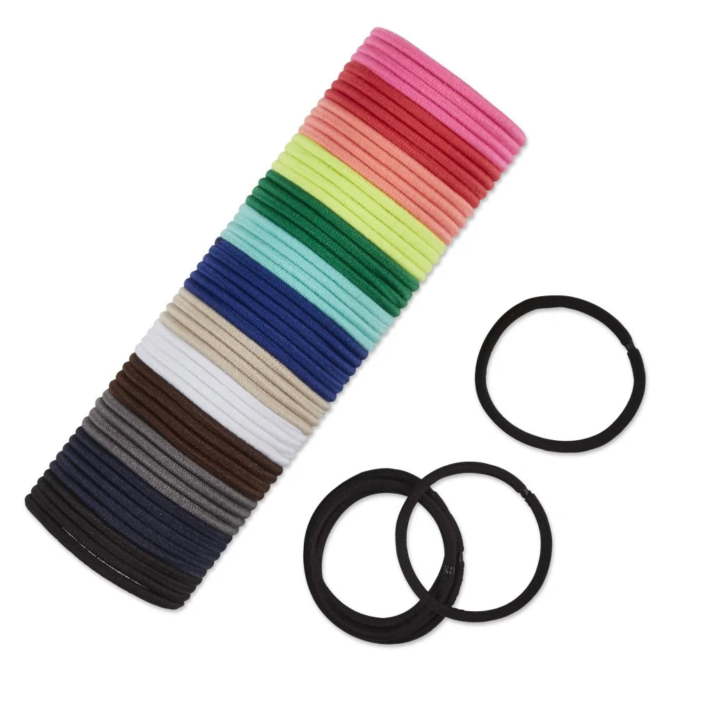 Value Pack Multi-Color Ponytail Holder Hair Ties, Multi-Color, 60 Ct