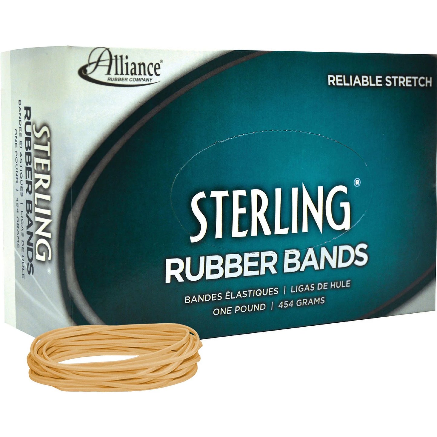 Sterling Rubber Bands, Size 19 (3-1/2 X 1/16"), 1 Lb Box, Approx. 1700 Bands, Natural Crepe