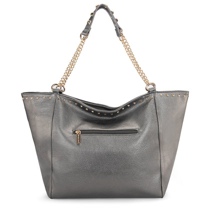 Large Hobo Bags for Women Top-Handle Tote Bag with Chain Handle and Rivets Decoration