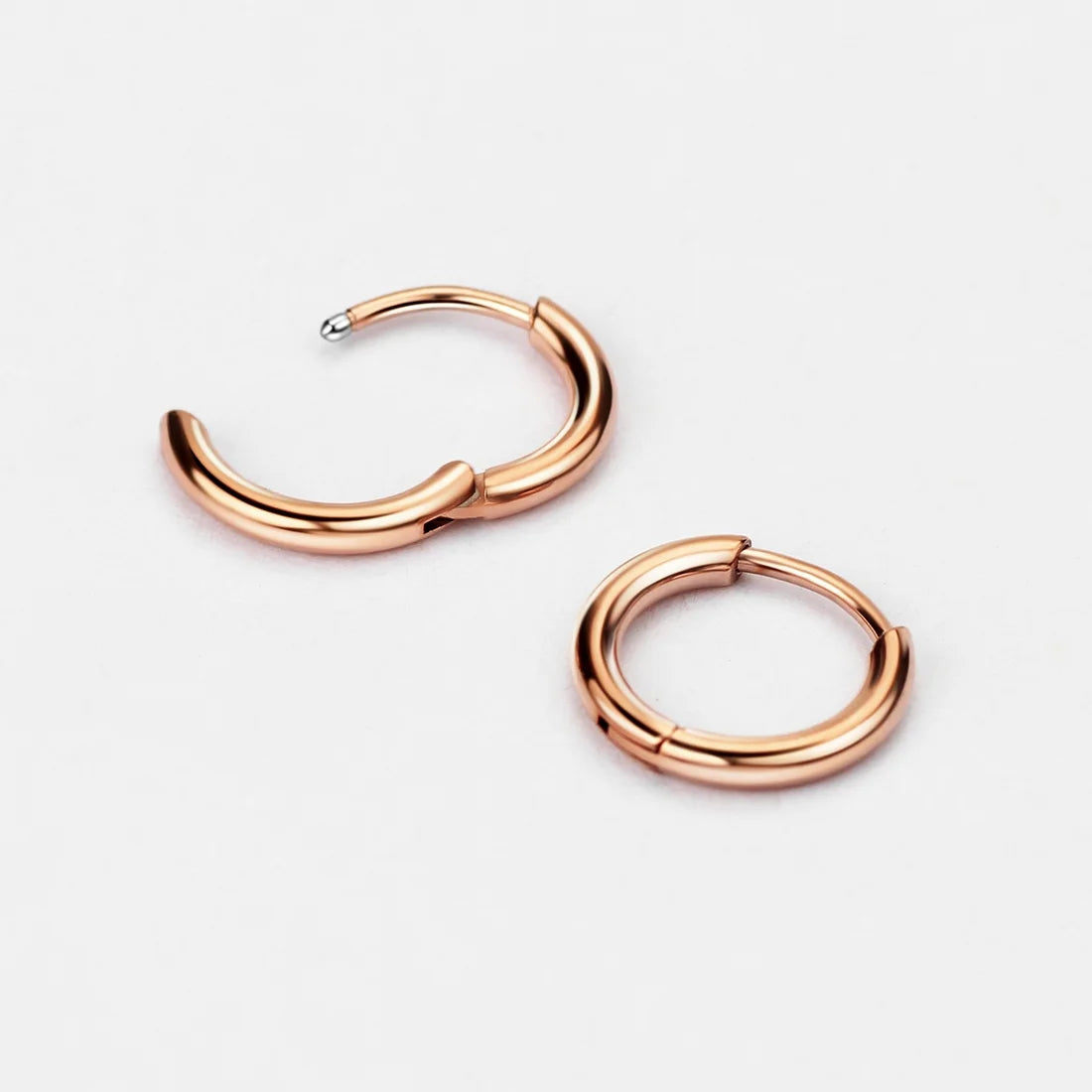 1.6Mm Surgical Steel Hoop Earrings for Women 8Mm Hinged Huggie Hoop Small Hoop Earrings Rose Gold Plated