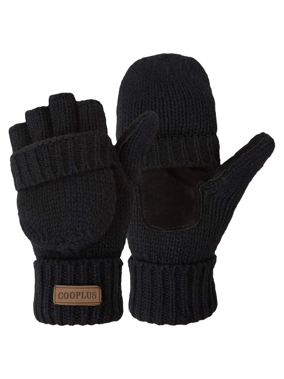 Mittens Winter Fingerless Gloves Warm Wool Knitted Gloves Convertible Gloves for Men and Women