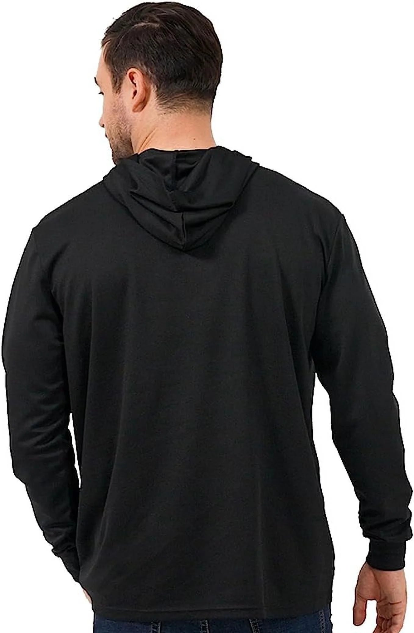 High Visibility Sun Protection Lightweight Long Sleeve Hoodie, UPF 50+ Quick-Dry, SPF UV Shirt, Active Wear - Black, Small