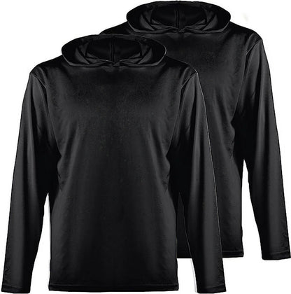 High Visibility Sun Protection Lightweight Long Sleeve Hoodie, UPF 50+ Quick-Dry, SPF UV Shirt, Active Wear - Black, Small