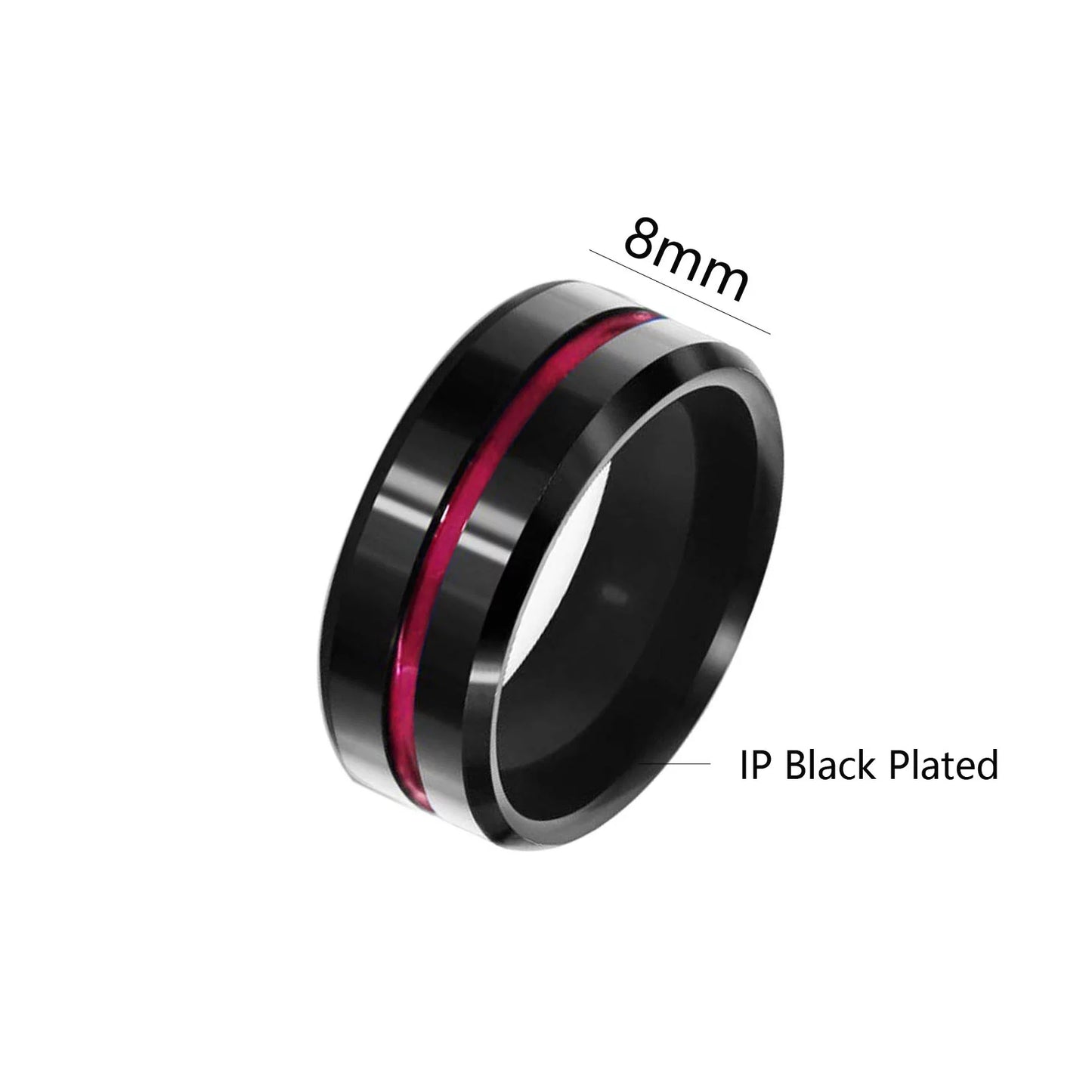 Matching Ring Couple Rings Black Gold Plated 1CT Red CZ Wedding Ring Sets Titanium Male Ring