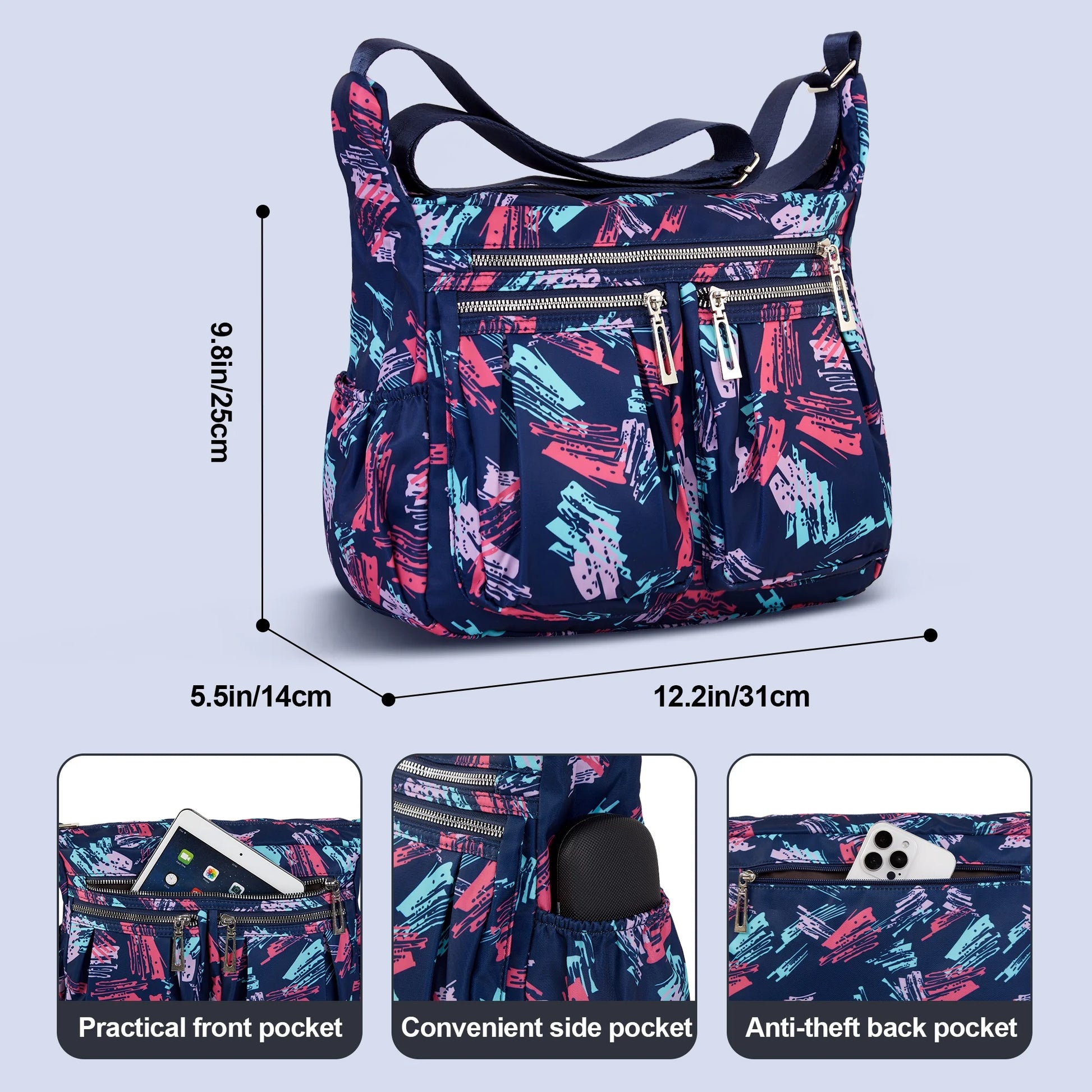 Women Crossbody Bag Large Capacity Shoulder Bags Lightweight Fashionable Casual Nylon Handbags