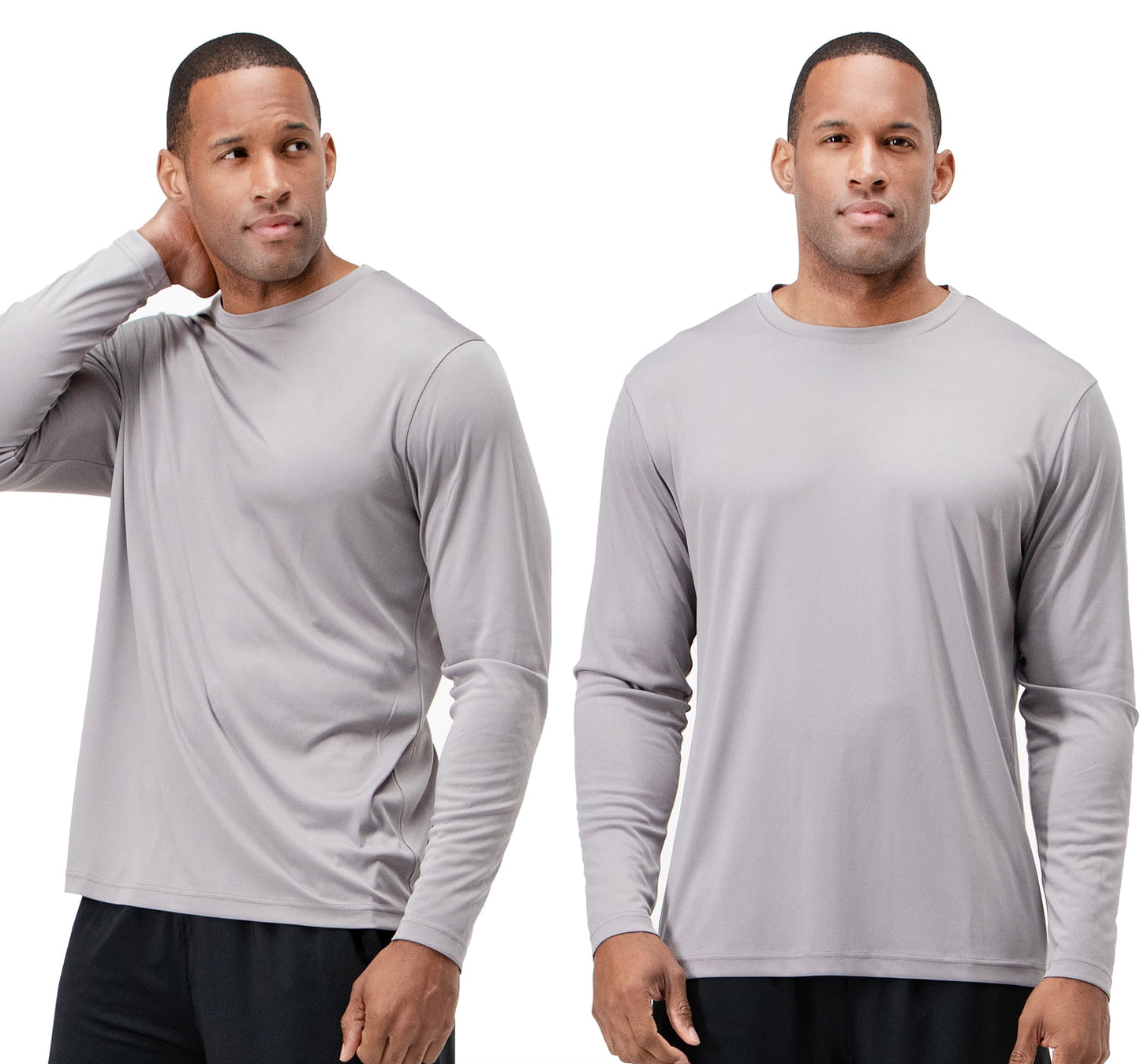 2 Pack Men'S UPF 50+ Sun Protection Long Sleeve Dry Fit Fishing Hiking Running Workout T-Shirts (3X-Large, Grapite)