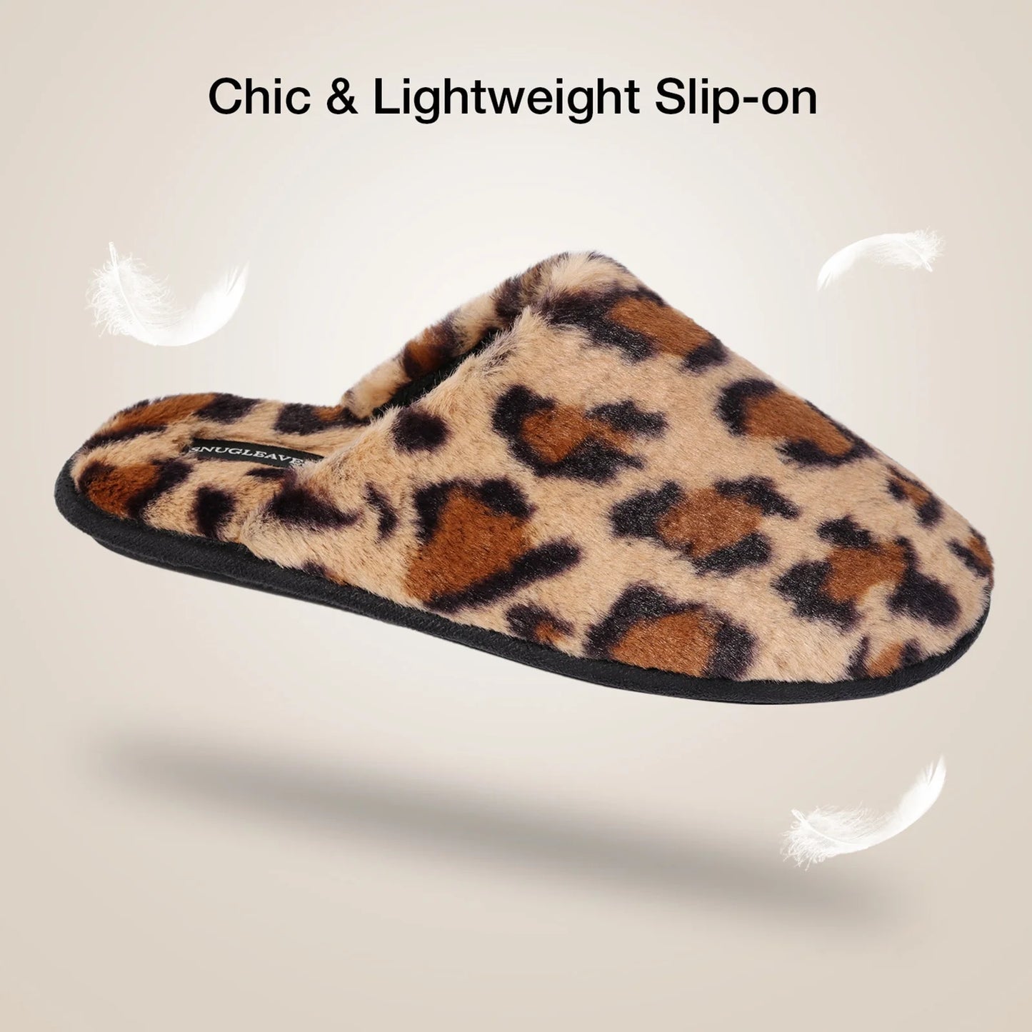 Women'S Fuzzy House Memory Foam Slippers Cute Furry Leopard Print Faux Fur Lined Closed Toe Indoor Slides Bedroom Slip on Shoes