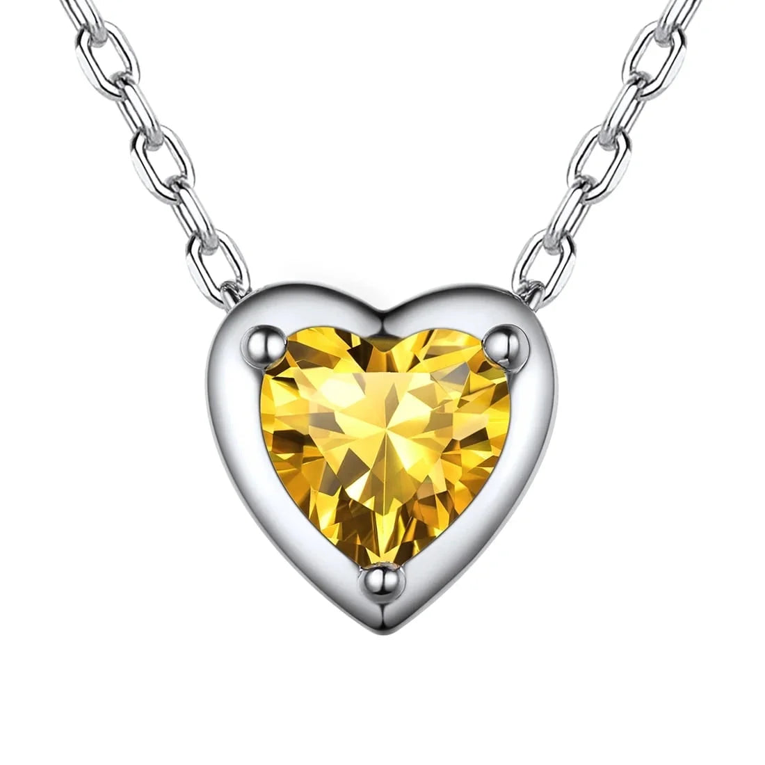 Women November Birthstone Necklace 925 Sterling Silver Small Cubiz Zirconia Topaz Pendant Heart Pendant Necklace for Women