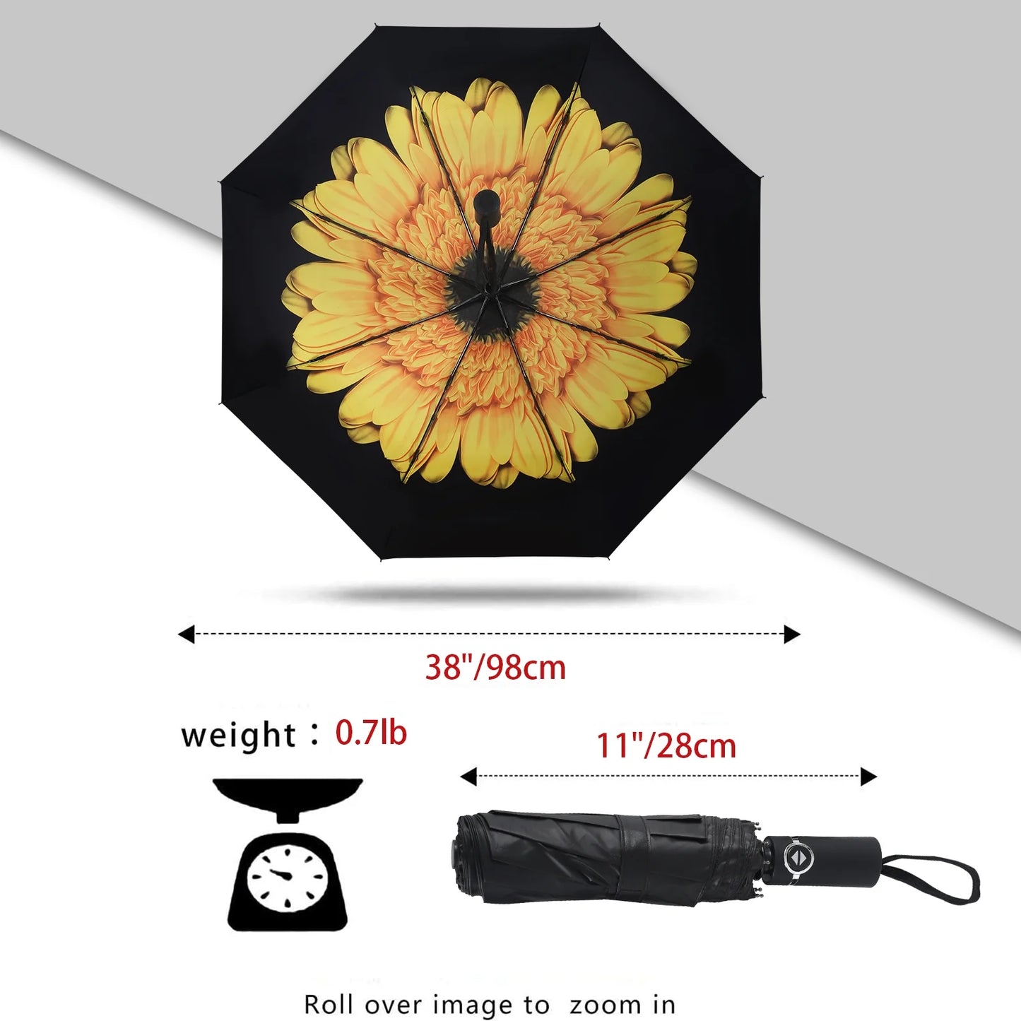 Travel Umbrellas for Rain Small Light Windproof Umbrella Automatic Folding Waterproof Umbrella Dual-Use Sun Umbrella (Yellow Flower)