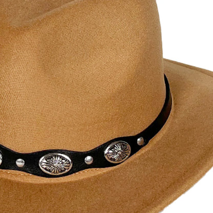 Women Men Cowboy Cowgirl Hats Felt Wide Brim Western Hat with Belt Buckle