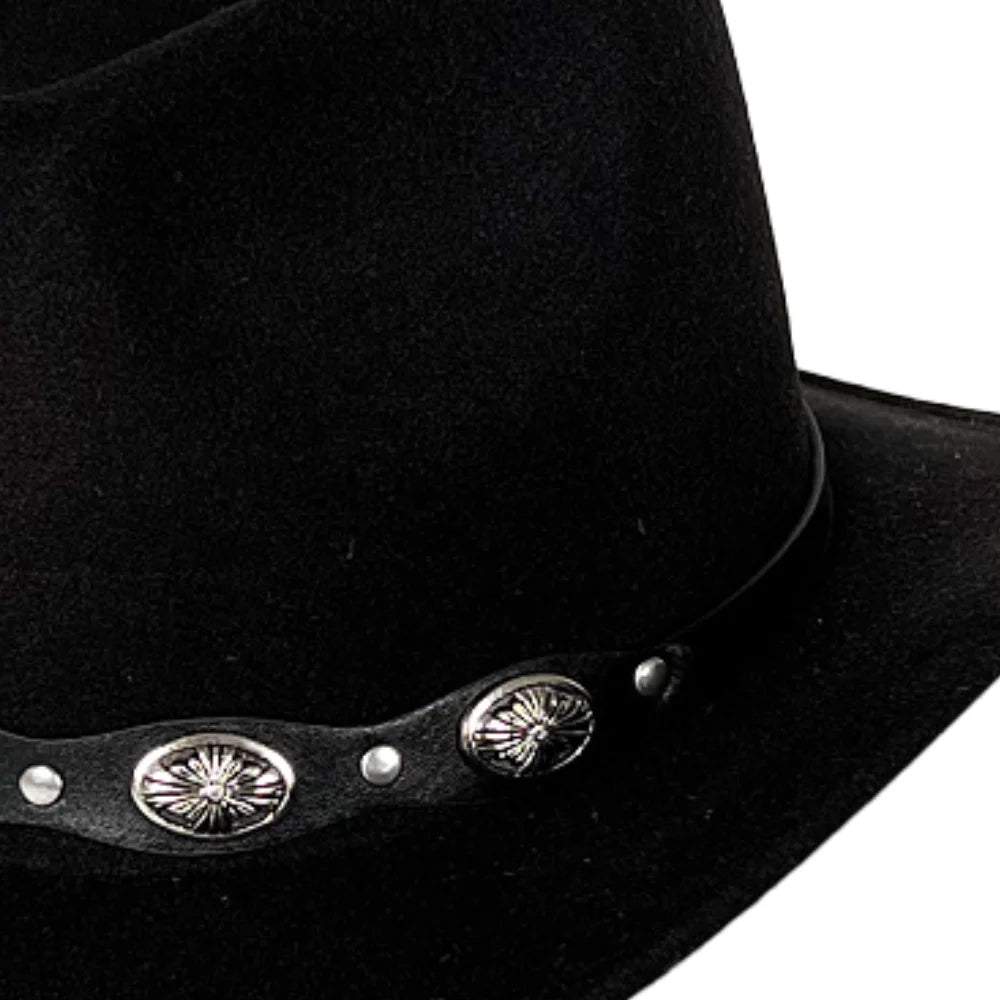 Women Men Cowboy Cowgirl Hats Felt Wide Brim Western Hat with Belt Buckle