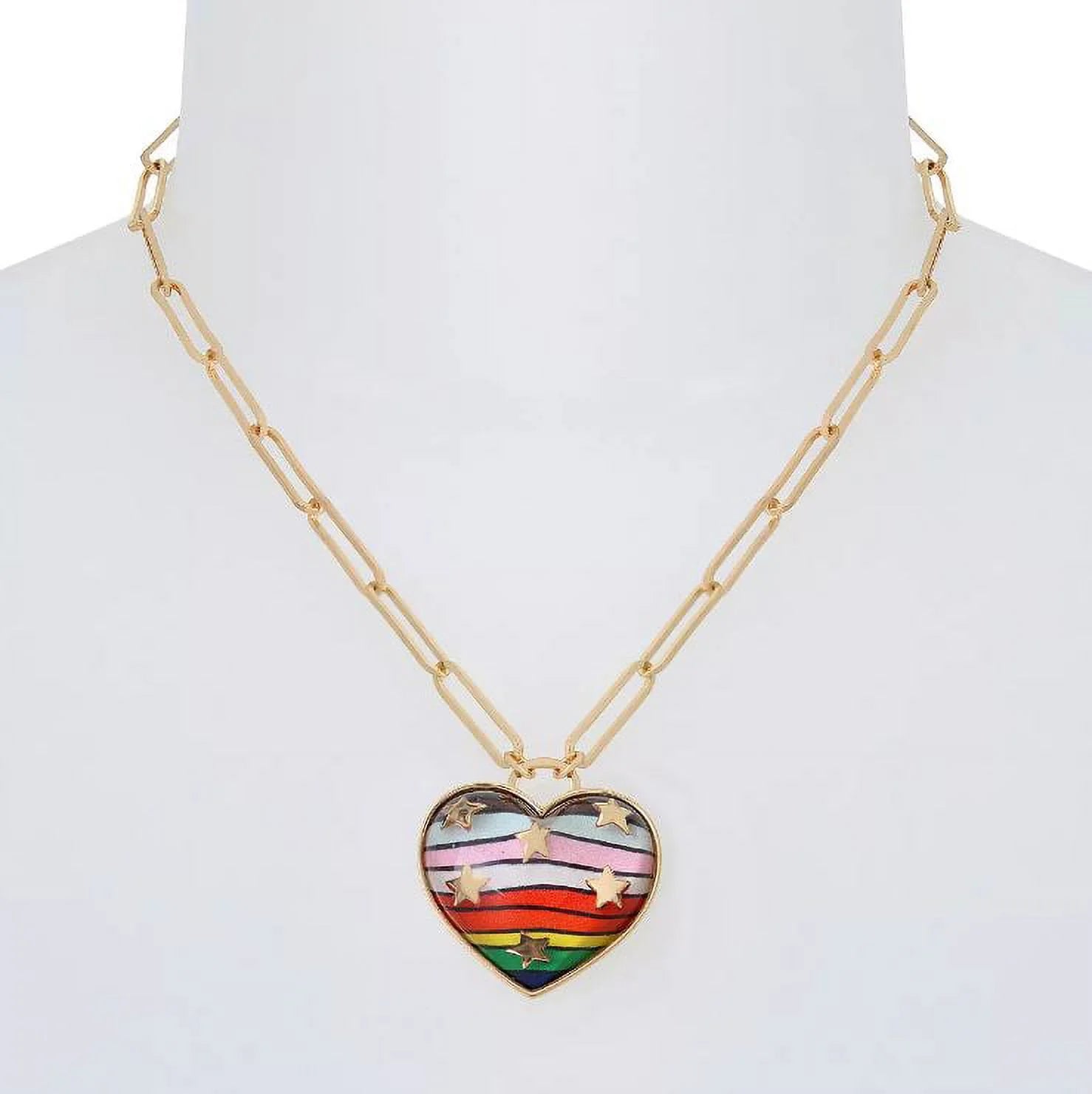 Rainbow Heart Pendant Necklace