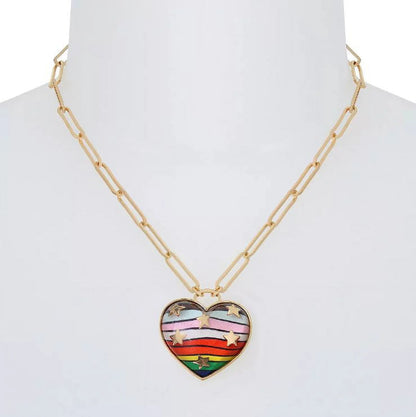 Rainbow Heart Pendant Necklace