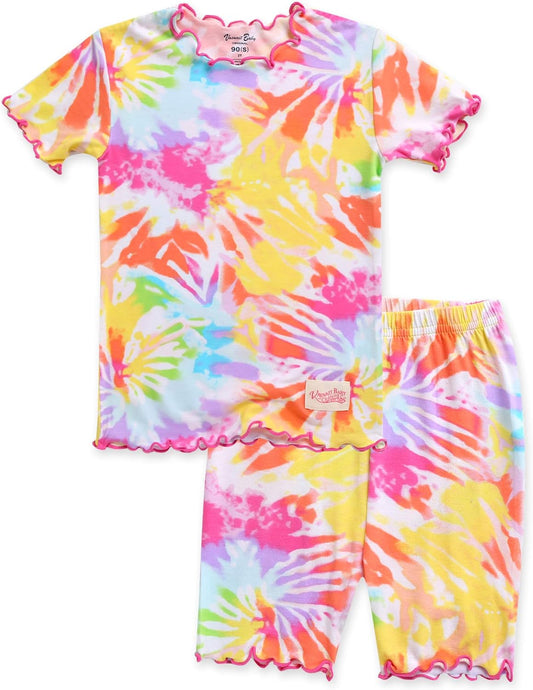 Infant Toddler Kids Junior Soft Bamboo Pajamas Tie Dye Short Summer Pjs 2Pcs Set 6M-12Y