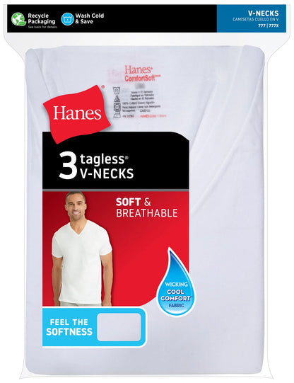 Men'S Freshiq® Comfortsoft® V-Neck Undershirt 3-Pack White S