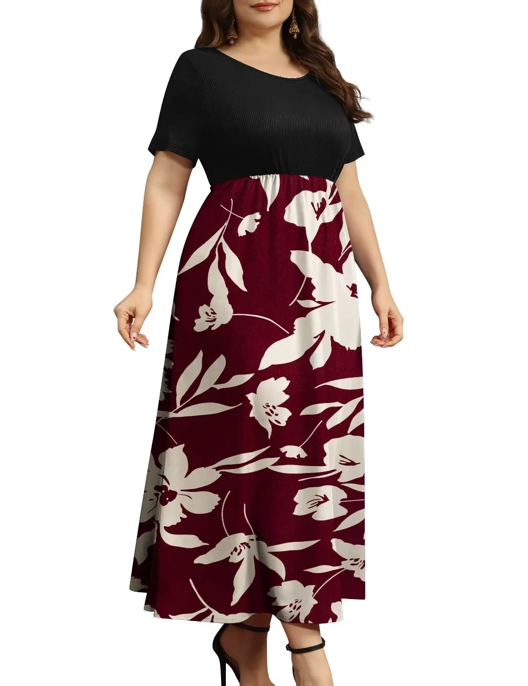 Women plus Size Dresses Short Sleeve Loose Ribbed Casual Long Maxi Dresses with Pockets L-4X