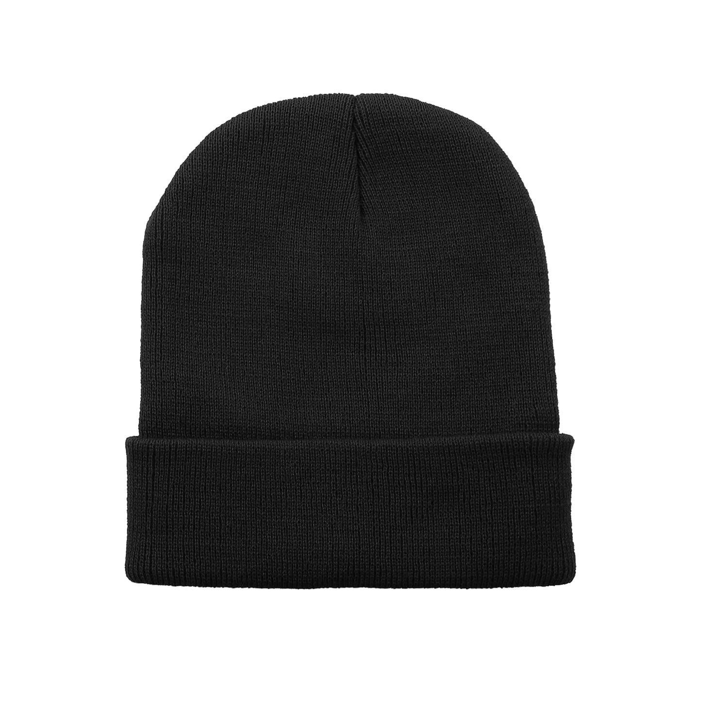 Black Beanie Hats for Men Women Soft Warm Winter Hat Cuffed Plain Knit Skull Cap