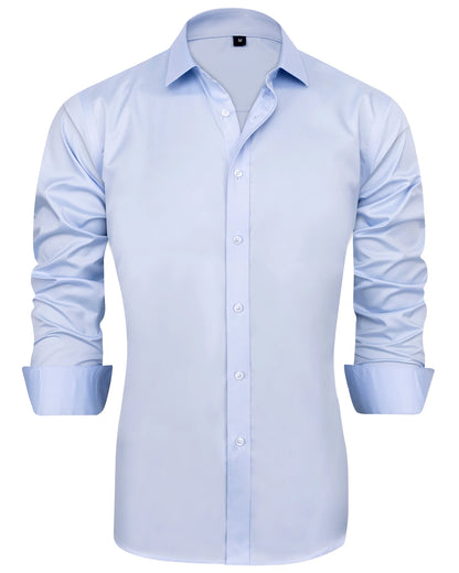 Mens Long Sleeve Stretch Cotton Dress Shirt Regular Fit Button Down