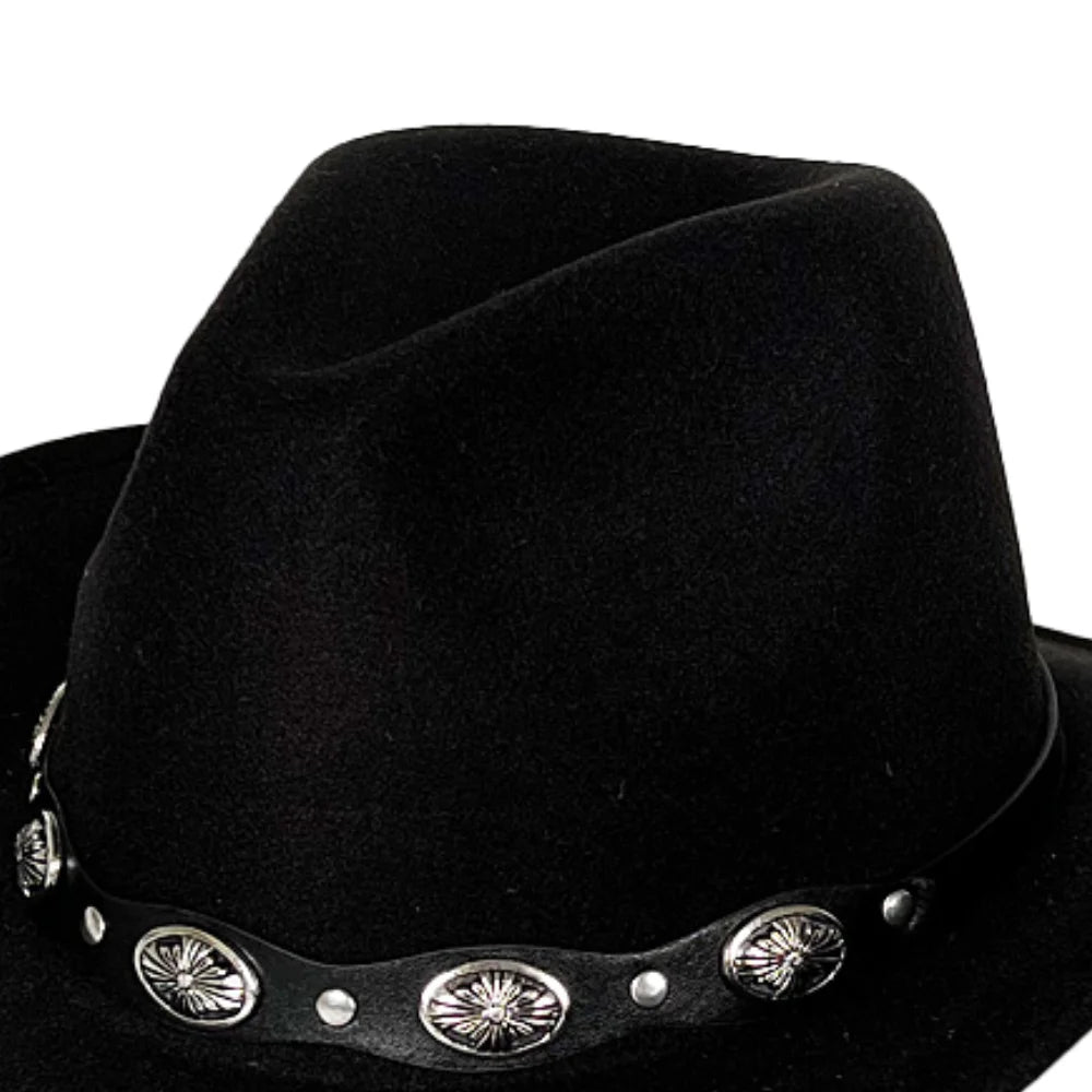 Women Men Cowboy Cowgirl Hats Felt Wide Brim Western Hat with Belt Buckle