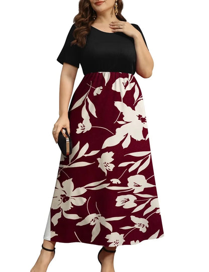 Women plus Size Dresses Short Sleeve Loose Ribbed Casual Long Maxi Dresses with Pockets L-4X