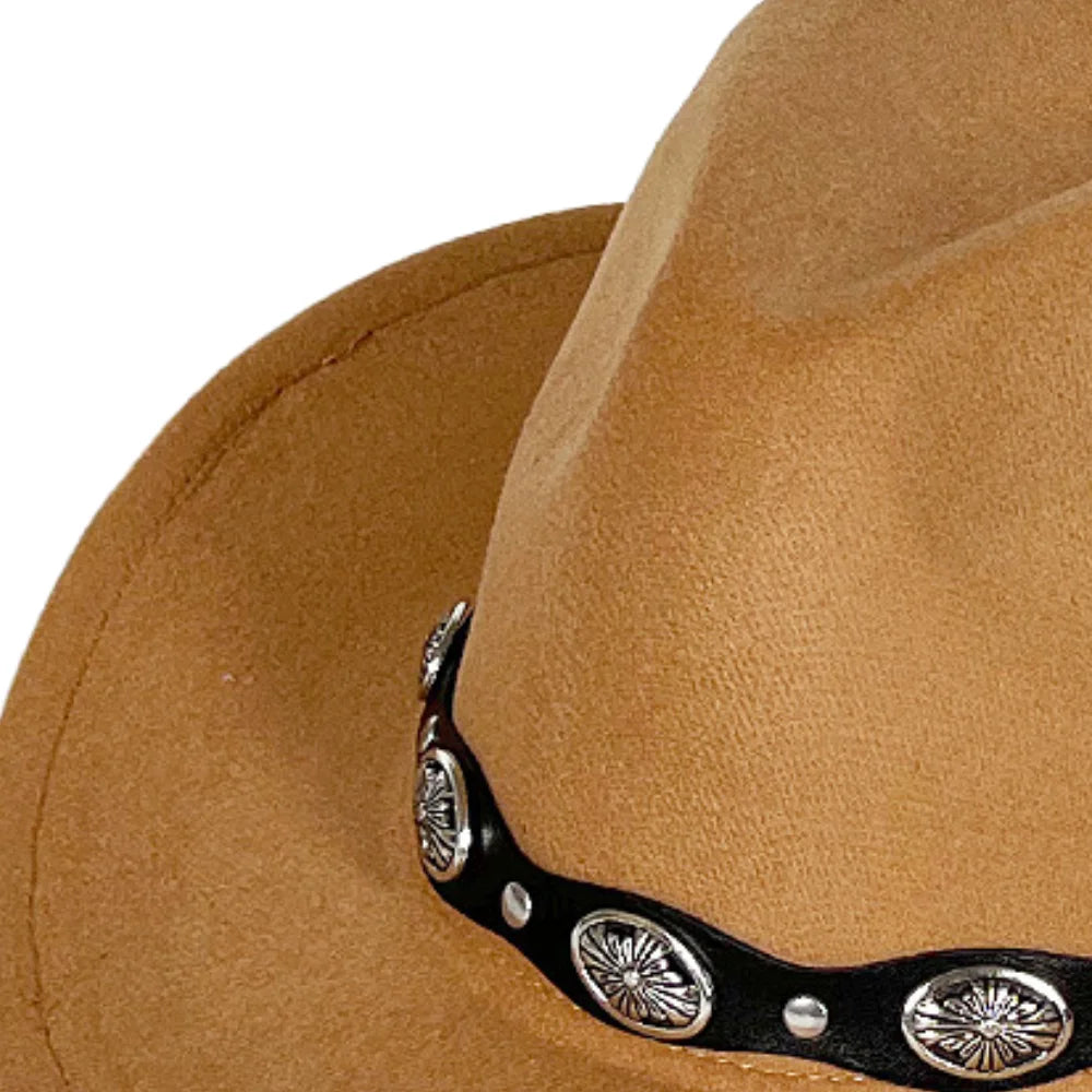 Women Men Cowboy Cowgirl Hats Felt Wide Brim Western Hat with Belt Buckle