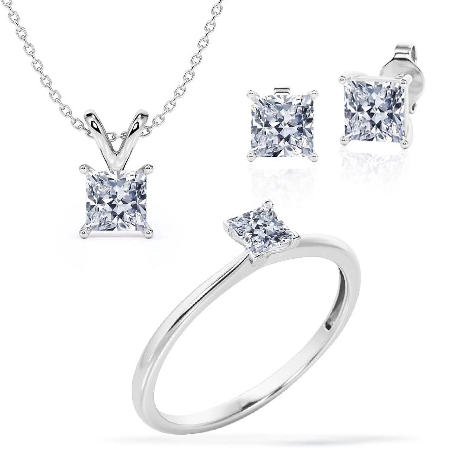 Beautiful Gift Set of 3 Carat Moissanite with Ring, Earrings & Pendant