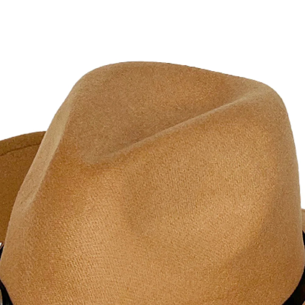 Women Men Cowboy Cowgirl Hats Felt Wide Brim Western Hat with Belt Buckle