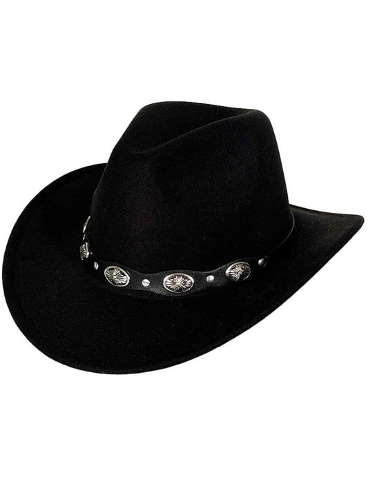 Women Men Cowboy Cowgirl Hats Felt Wide Brim Western Hat with Belt Buckle