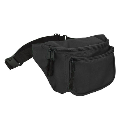 Fanny Pack W/ 3 Pockets Traveling Belt Pouch Waist Wallet Concealer Black