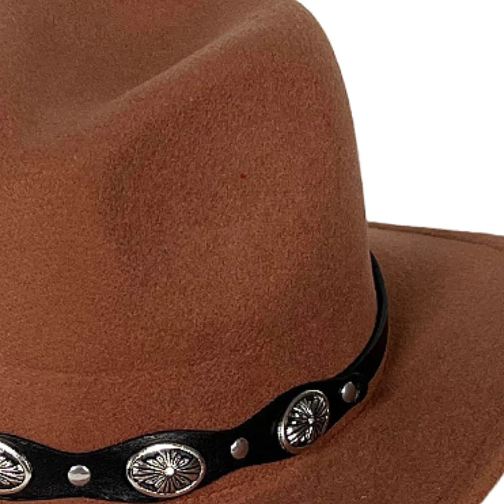 Women Men Cowboy Cowgirl Hats Felt Wide Brim Western Hat with Belt Buckle