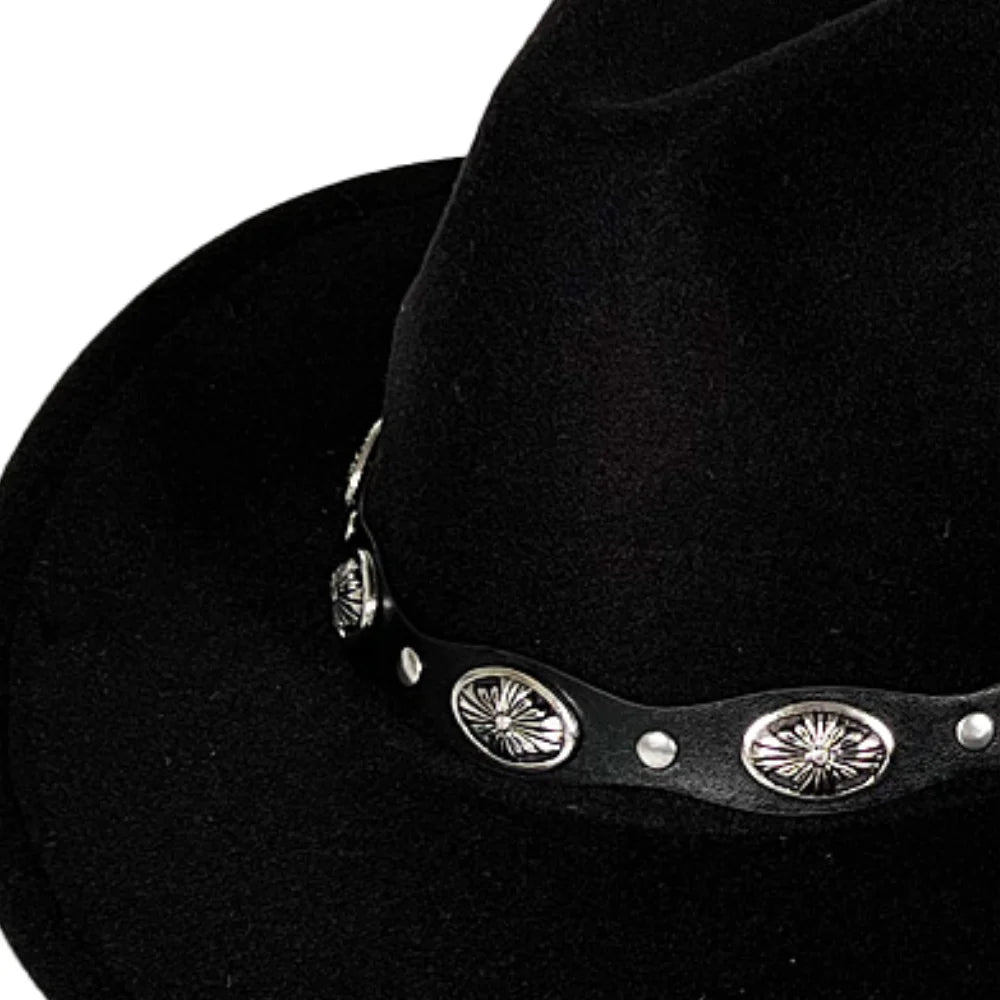 Women Men Cowboy Cowgirl Hats Felt Wide Brim Western Hat with Belt Buckle