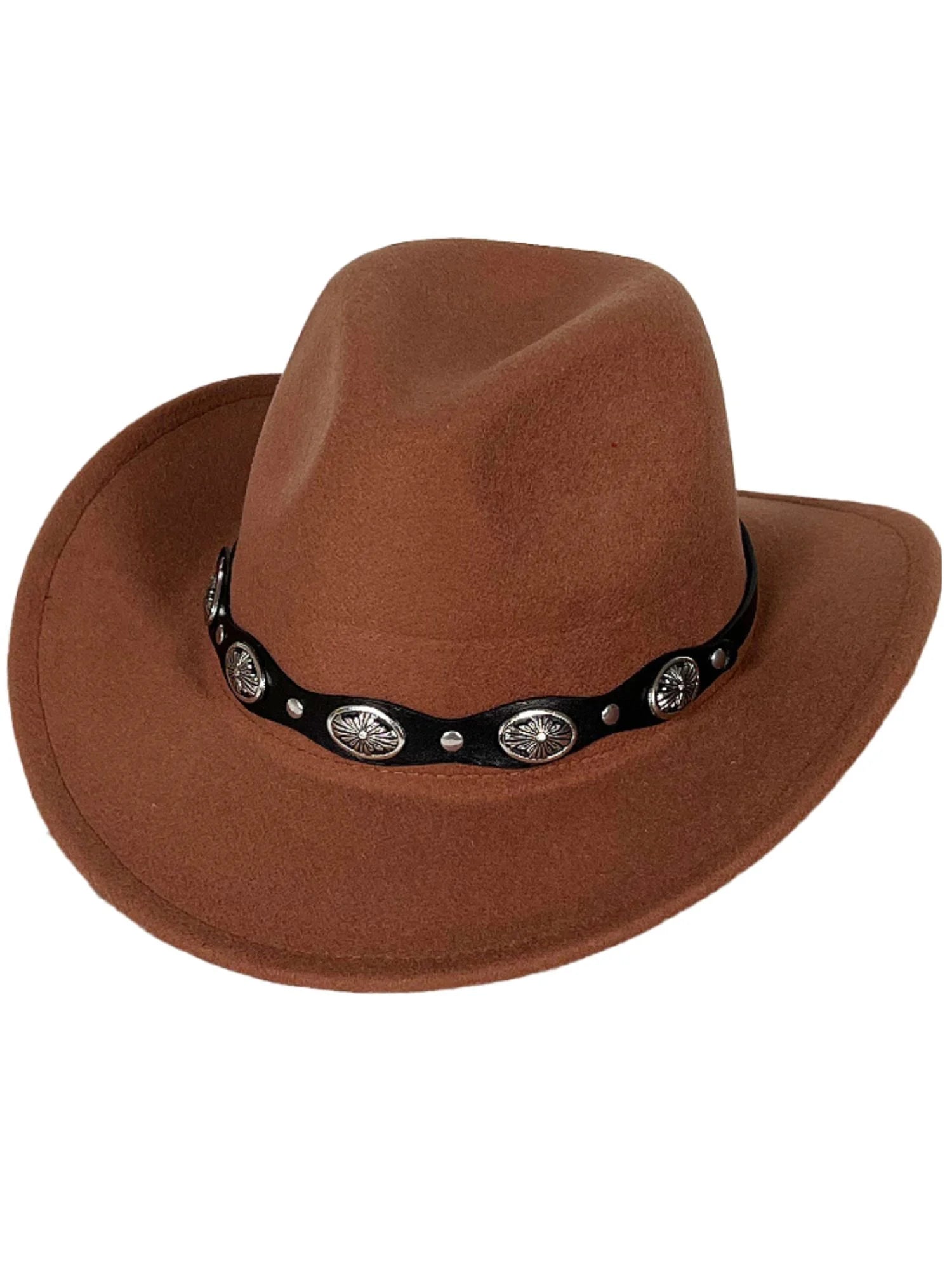 Women Men Cowboy Cowgirl Hats Felt Wide Brim Western Hat with Belt Buckle